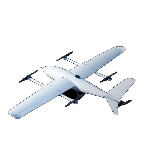Fixed-wing VTOL drone with rotor pods for long-range corridor surveillance