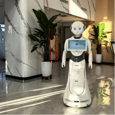 Alice AI humanoid service robot — 13.3-inch touchscreen, multilingual, LiDAR navigation — available in India through xBoom