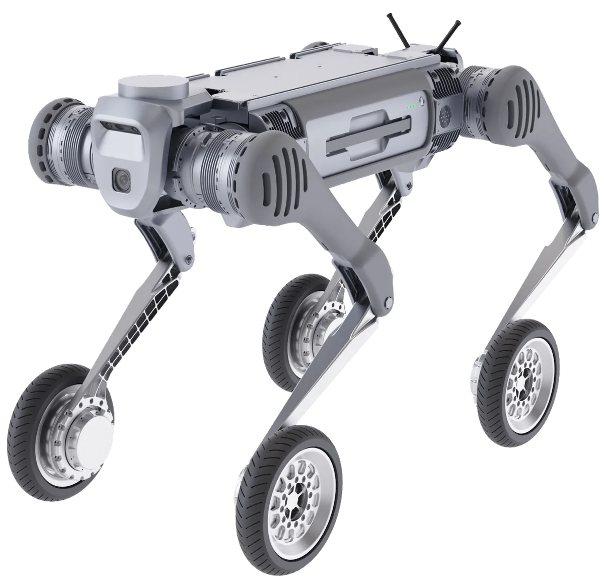 Unitree B2-W wheel-leg robot operating on road
