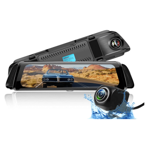 Caméra de recul Haute résolution 2k Écran Tactile à Double Objectif LSCC 10 Mirror Dash Cam Sony IMX335 HDR Streaming Media avec Vision Nocturne 170 ° Grand Angle Gratuit 32 Go TF Card 