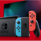 Nintendo Switch with Neon Blue and Neon Red Joy‑Con