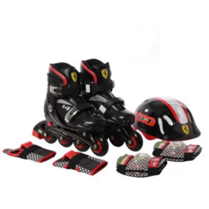SWAGSPIN Original Ferrari Inline Skate combo Set for kids-Red- 29-32 Skating Kit