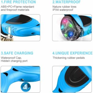 Tomoloo Q2C Black 6.5 inch Hoverboard with Music-Rhythmed Lights , Bluetooth Speaker