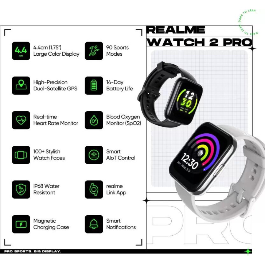 realme Watch 2 Pro 1.75" 320 x 385p Hi-Res Display 14-day Battery & Dual GPS Smartwatch