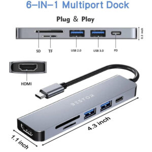 BESTOR 6 in 1 USB C Hub Ethernet