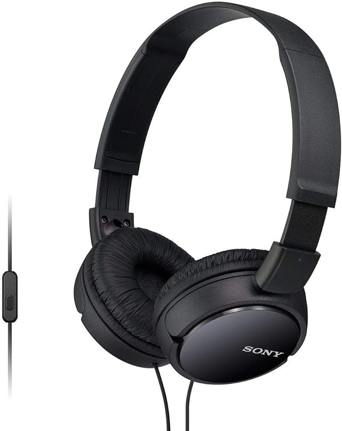Sony MDR-ZX110AP Wired On-Ear Headphones with tangle free cable, 3.5mm Jack, Headset with Mic