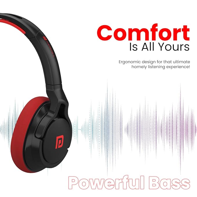 Portronics Muffs M1 Wireless Bluetooth Over Ear Headphone, Powerful Bass, Handsfree Calling, 3.5mm Aux in, Long Playtime