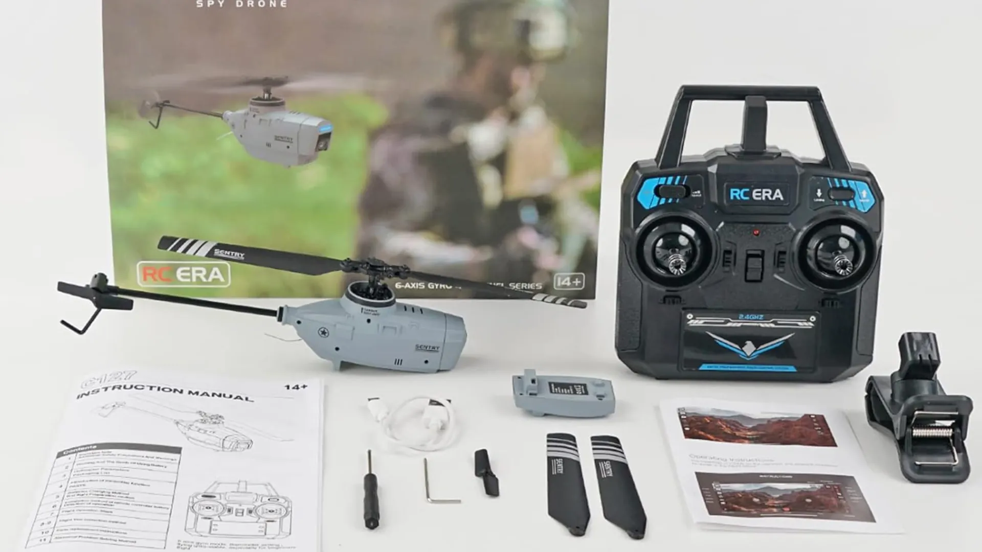 RC ERA C127 Sentry Flybarless RTF 4 Channel 2.4 GHz Scaled Spy Drone Helicopter with 1080P HD Camera