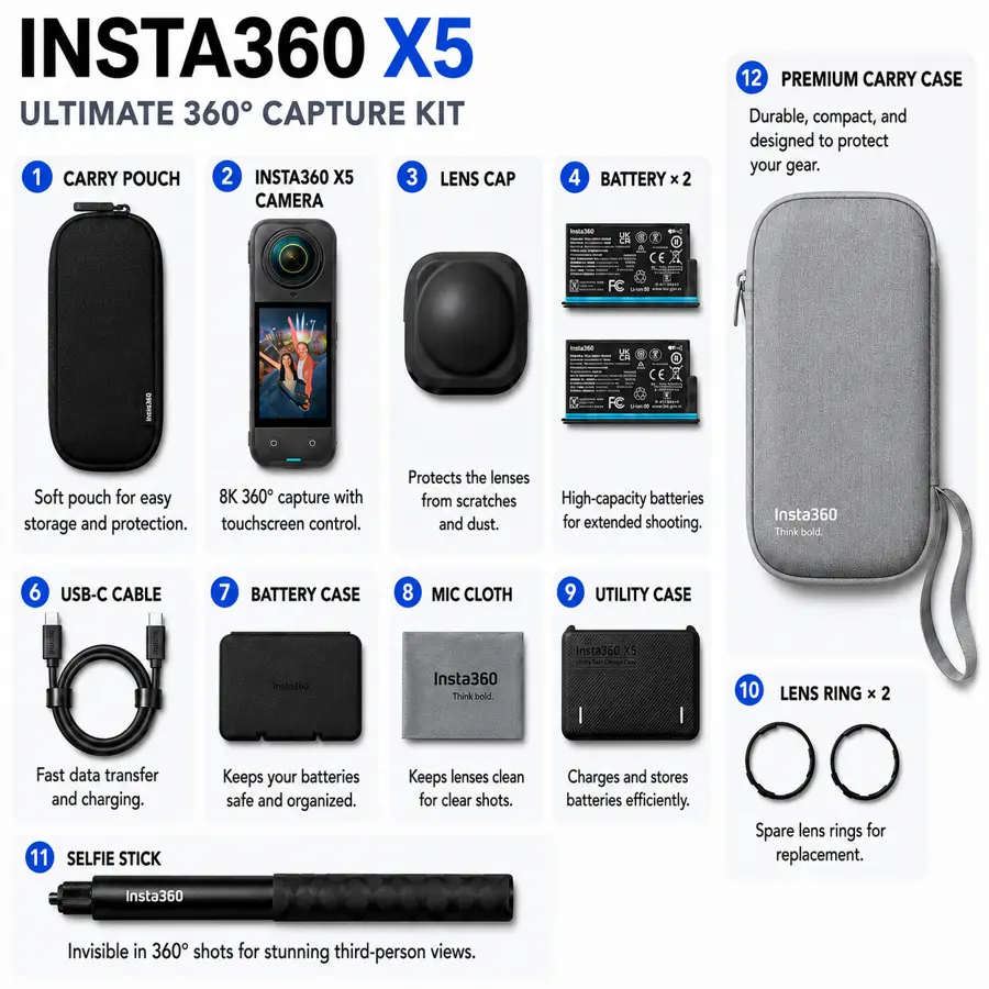 Insta360 X5 Essentials Bundle Kit