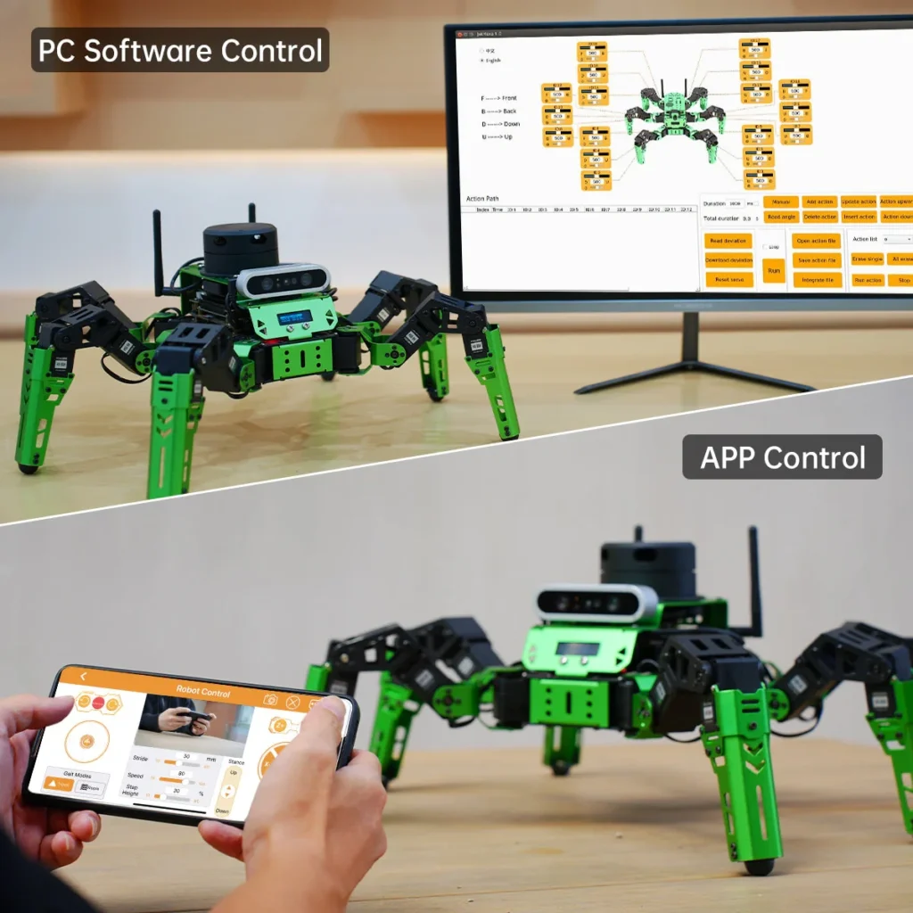 JetHexa control ecosystem — WonderAi app, gamepad, ROS terminal, keyboard