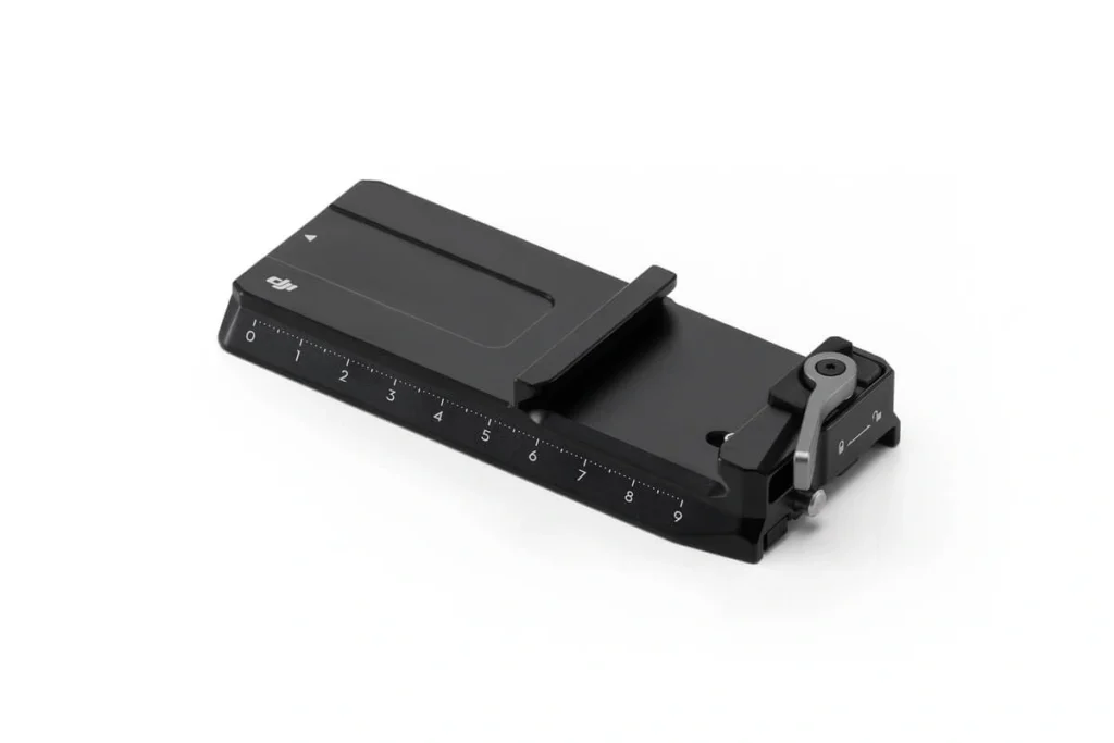 DJI RS Lower Quick-Release Plate attached to gimbal tilt arm