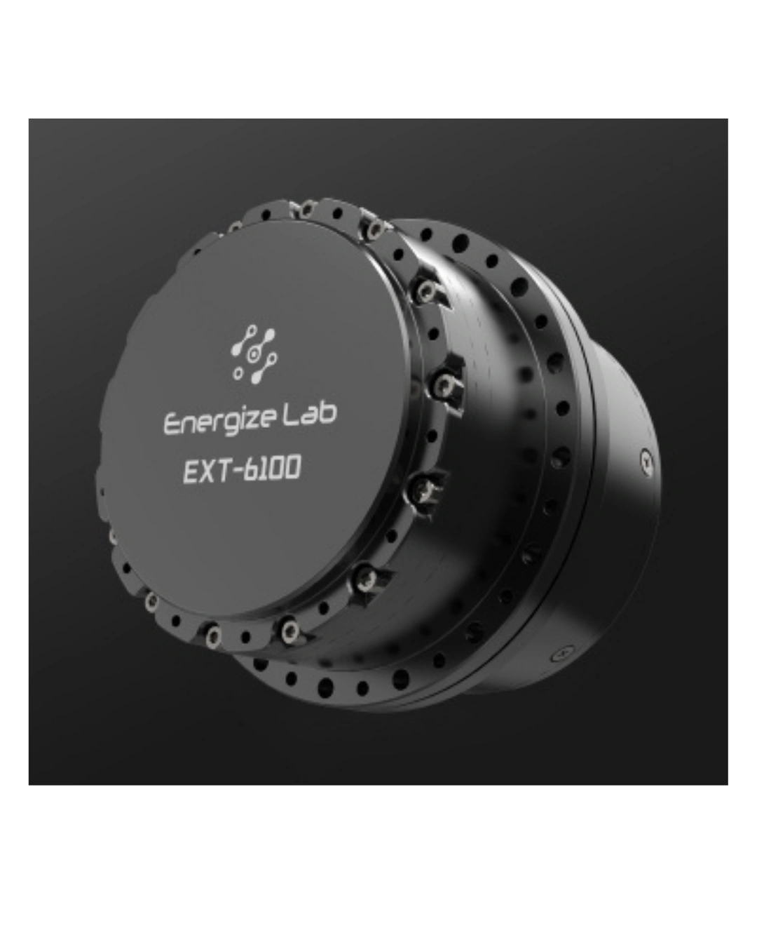 Energize Lab EXT-6100 servo motor close framing on branding