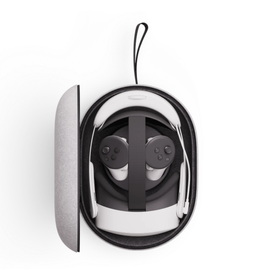 Meta Quest Compact Carrying Case interior, felt shell with contoured compartments