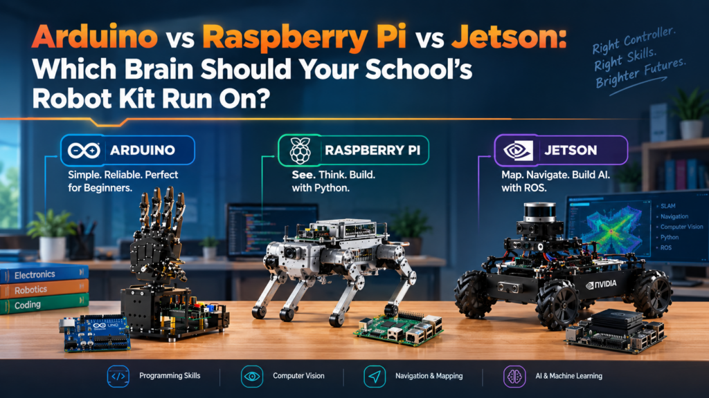 Arduino vs Raspberry Pi vs Jetson: Which Brain Should Your School’s Robot Kit Run On?